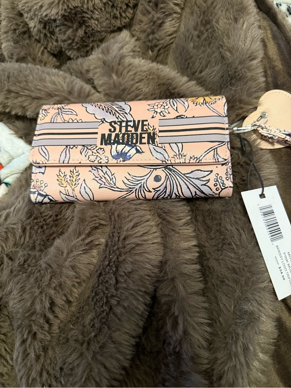 Steve Madden Peach Floral Wristlet Wallet